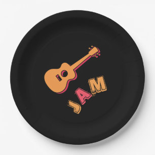 Rockgitarre, Musik-Jam-Stil, Orange & Rote Kunst Pappteller