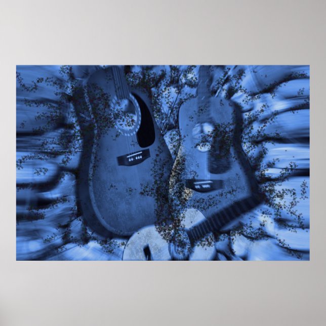 Rockgitarren in den blauen Tiefen ändern Poster (Vorne)