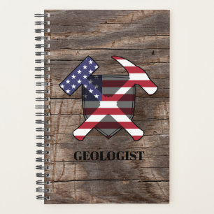 Rockhammer und Schild des amerikanischen Geologen Planer