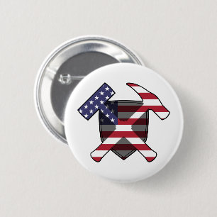Rockhammerschild des Geologen - Amerikanische Flag Button