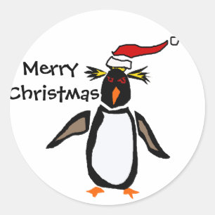 Rockhopper Penguin Weihnachtskunst Runder Aufkleber