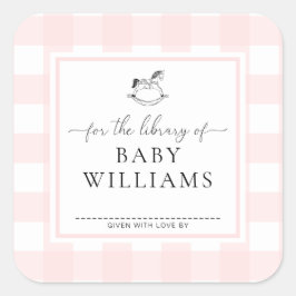 Rockhorn-Bibliothek von Rock Gingham, Buchzeichen Quadratischer Aufkleber