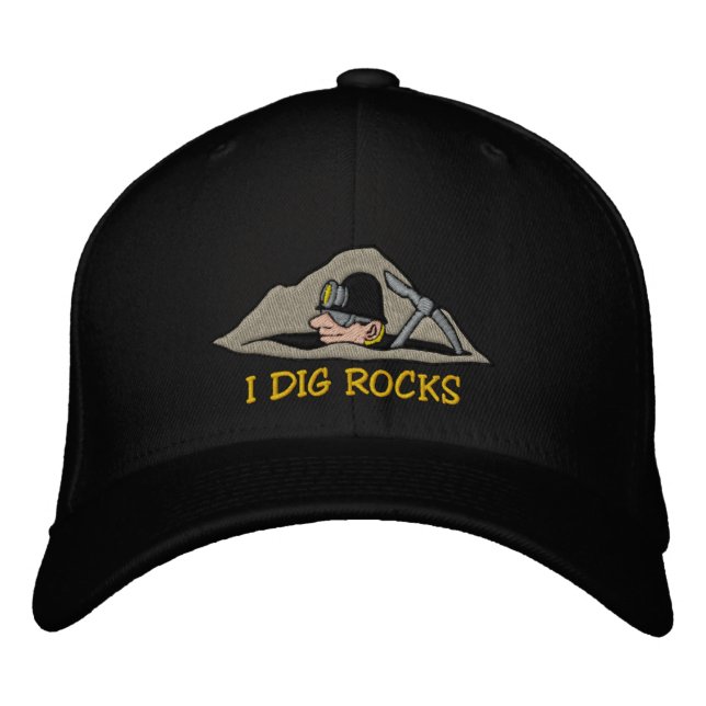 Rockhound "I Dig Rocks" bestickte Cap Kappe (Vorderseite)
