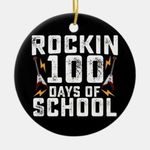 Rockige 100 Tage Schule Rockgitarre Vintage Keramik Ornament