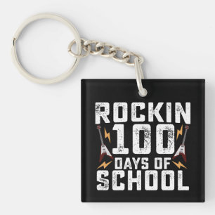 Rockige 100 Tage Schule Rockgitarre Vintage Schlüsselanhänger
