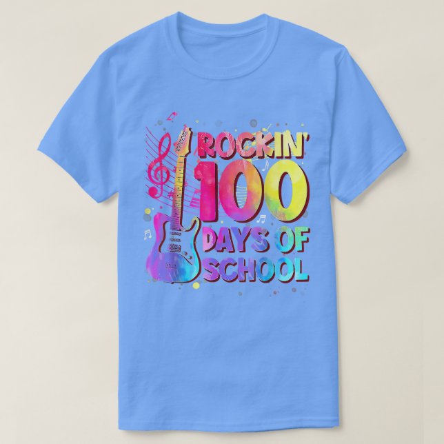 Rockin' 100 Days of School Shirt Gitarre Teac (Design vorne)