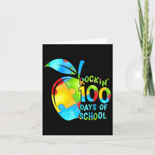 Rockin' 100 Tage der Schule Puzzle Apfel Autismus Karte