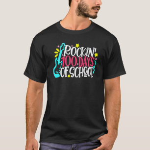 Rockin '100 Tage Schulgitarre Musiklehrer Mu T-Shirt