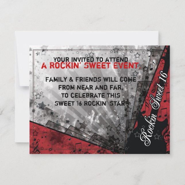Rockin 16. Geburtstag Geburtstag Einladung (Vorderseite)