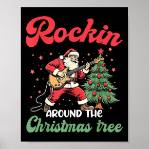 Rockin Around Christmas Tree Rock Music Gitarre Xm Poster
