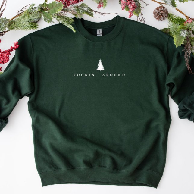 Rockin’ Around Minimalistisches Weihnachtshirt Sweatshirt (Von Creator hochgeladen)