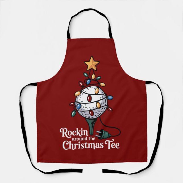 Rockin Around The Christmas Tee Funny Golf Xmas Schürze (Vorderseite)