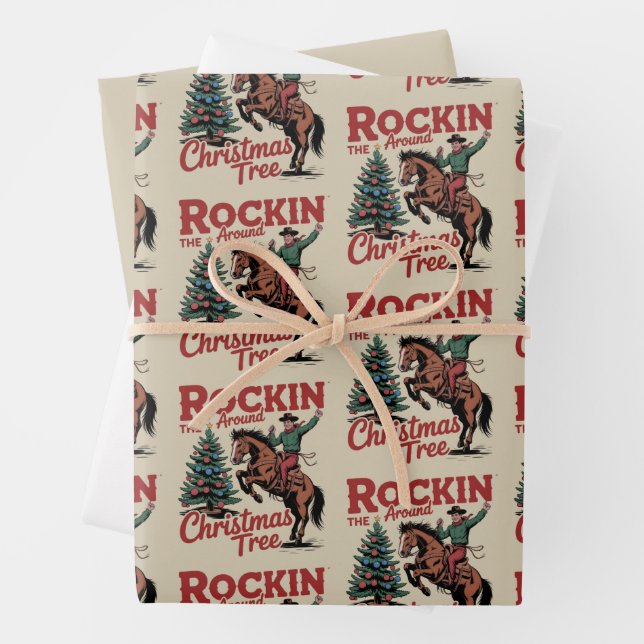Rockin Around The Christmas Tree Country Cowboy Geschenkpapier Set (Beispiel)