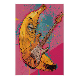 Rockin’ Banana Poster   Lustige Cartoon-Wandkunst