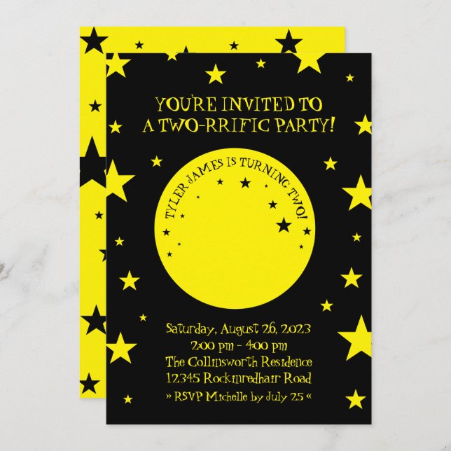 Rockin' Birthday Tree Frog mit Red Guitar Einladung (Vorne/Hinten)