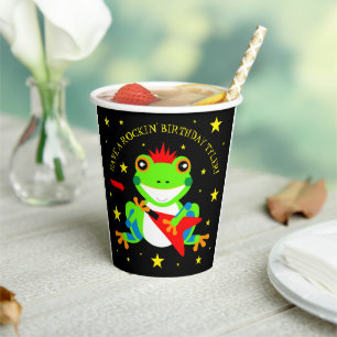 Rockin' Birthday Tree Frog mit Red Guitar Pappbecher