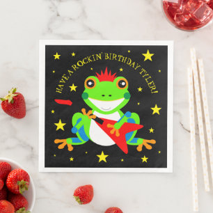 Rockin' Birthday Tree Frog mit Red Guitar Serviette