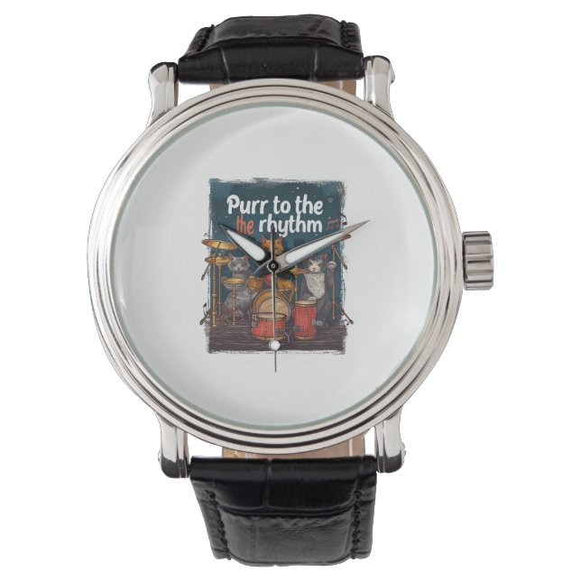 Rockin' Cat Band Armbanduhr (Vorderseite)
