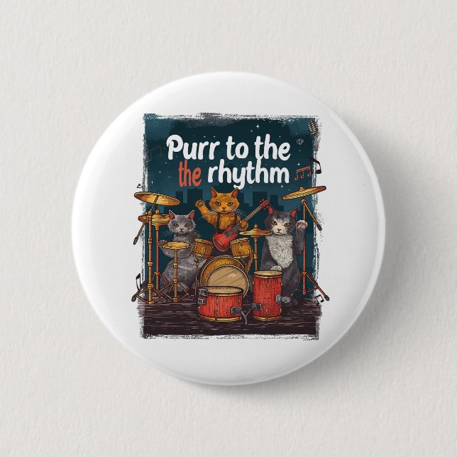 Rockin' Cat Band Button (Vorderseite)