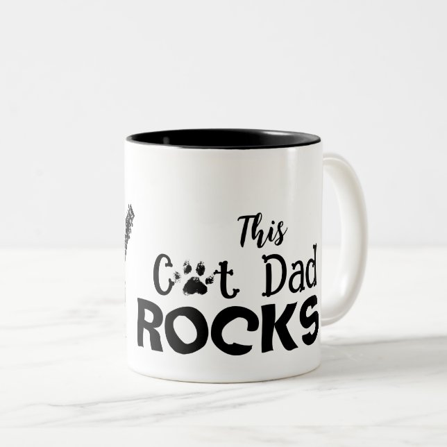 Rockin' Cat Dad Mug Zweifarbige Tasse (VorderseiteRechts)