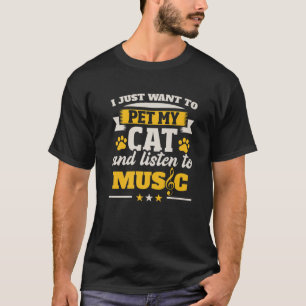 Rockin Cat Feline Pet Fur Cat Musician Player T-Shirt