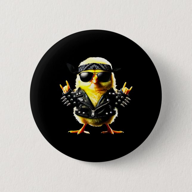 Rockin' Chick Biker Oster Button (Vorderseite)