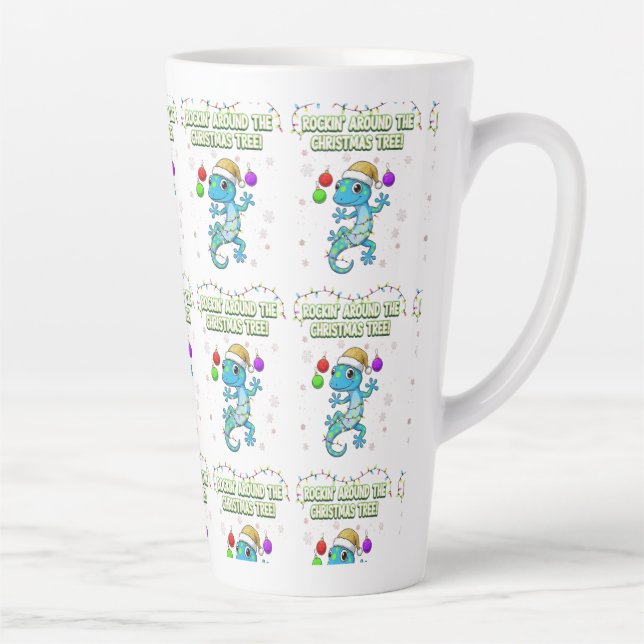 Rockin’ Christmas Gecko – Cute Holiday Lizard Deco Milchtasse (Rechts)