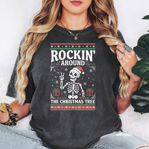 Rockin' Christmas-Skelett Lustiger Feiertag T-Shirt