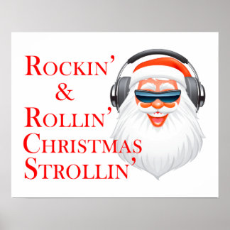 Rockin' Cooler Weihnachtsmann mit Kopfhörern Poster