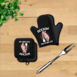 Rockin' Das Schweineleben Ofenhandschuh & Topflappen-Set