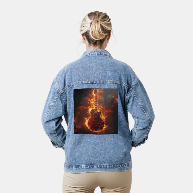Rockin' Electric Guitar on Fire Jeansjacke (Modell)