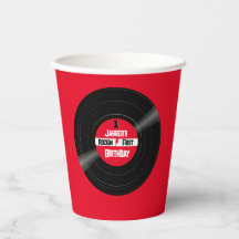Rockin 'Erstes Geburtstags-Vinyl-Schallplatte Rote