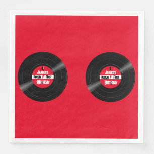 Rockin Erstgeburtstag Vinyl Record Red Label Serviette