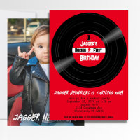 Rockin First Birthday Foto Vinyl Record Red Label