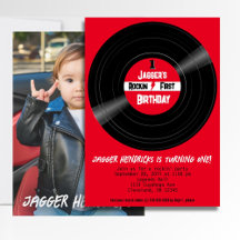Rockin First Birthday Foto Vinyl Record Red Label