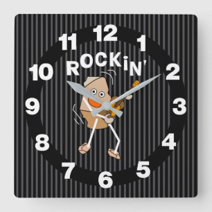 Rockin' Guitar Quadratische Wanduhr