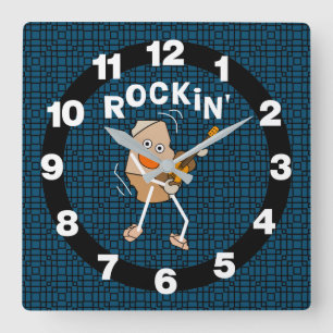 Rockin' Guitar Quadratische Wanduhr