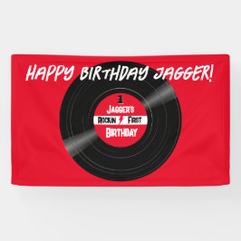 Rockin Happy Birthday Vinyl Record Red Banner