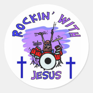 Rockin mit christlichem Geschenk Jesuss Runder Aufkleber