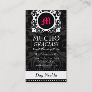 ROCKIN MUCHO MONOGRAMM-SCHWARZES VISITENKARTE