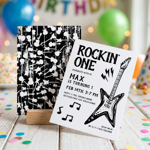 Rockin' One Rock & Roll Gitarre 1. Geburtstag Einladung