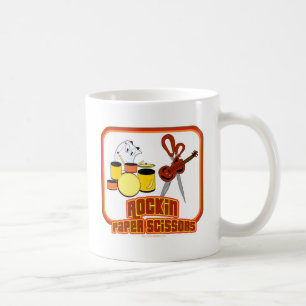 Rockin Paper Scissor Funny Music Band Cartoon Tasse