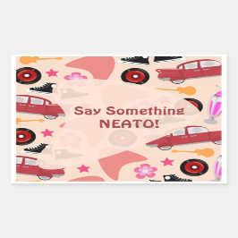 Rockin Pink Fifties Muster Party Time Custom Rechteckiger Aufkleber
