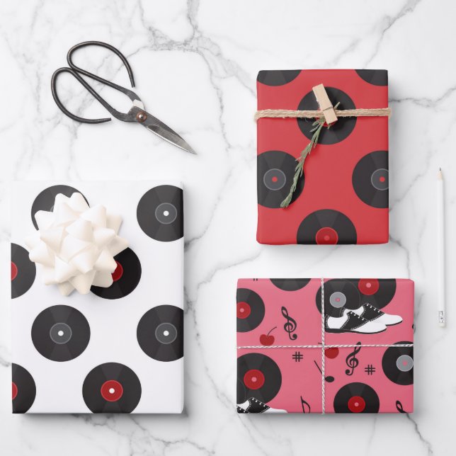 Rockin-Platten-Umschlagpapier Geschenkpapier Set (Vorderseite)