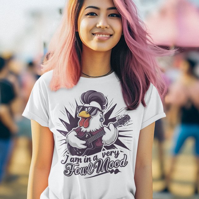 Rockin Rooster: Fowl Mood Gitarrist T-Shirt (Von Creator hochgeladen)
