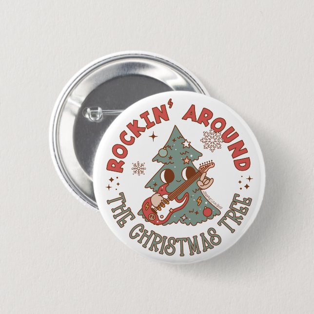Rockin rund um den Weihnachtsbaum © GraphicLoveSho Button (Vorne & Hinten)