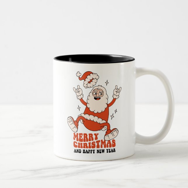 Rockin' Santa Claus - Ein frohes und lautes Weihna Zweifarbige Tasse (Rechts)