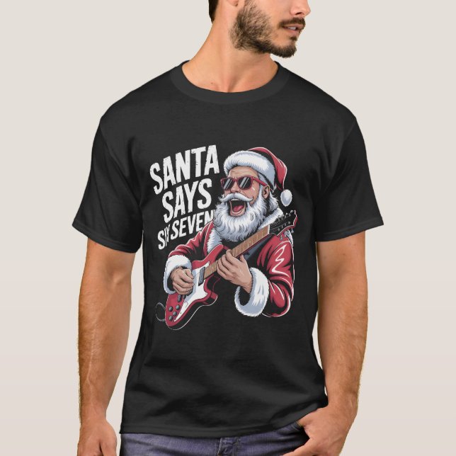 Rockin' Santa Says Six Seven Guitar Graphic Tee |  (Vorderseite)