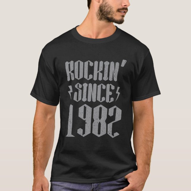Rockin Seit 1982 T 40th Birthday Rock'n'Roll Insp T-Shirt (Vorderseite)