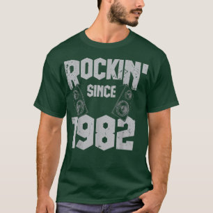 Rockin' Seit 1982 Vintag Rock Music Fan 40. Bir T-Shirt